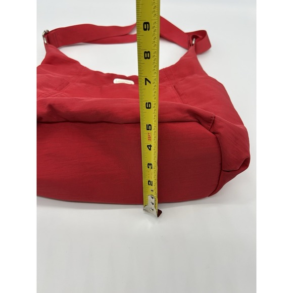 baggallini Red Nylon Zip Close Tote Pockets Bag Crossbody Luggage Handle Sleeve - Picture 9 of 9